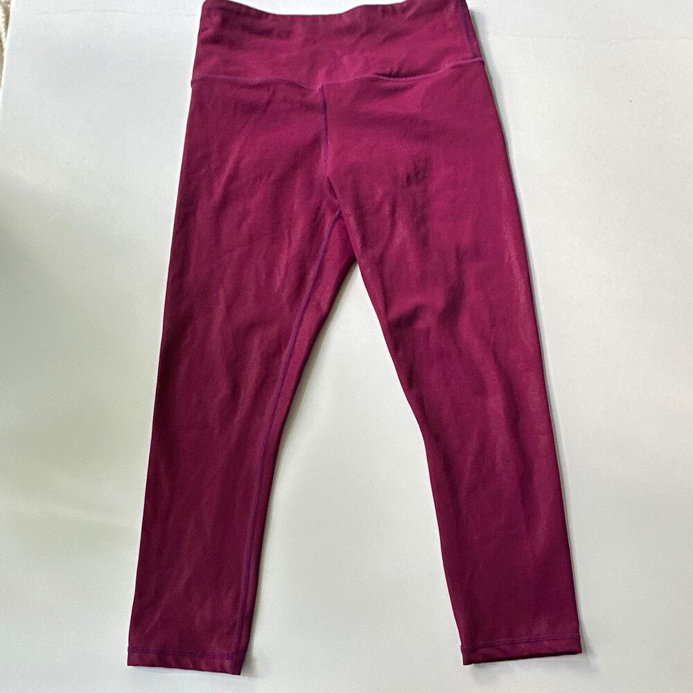 Zyia Active Women’s High Rise Ankle Leggings Purple Solid Shimmer Size 4 Yoga